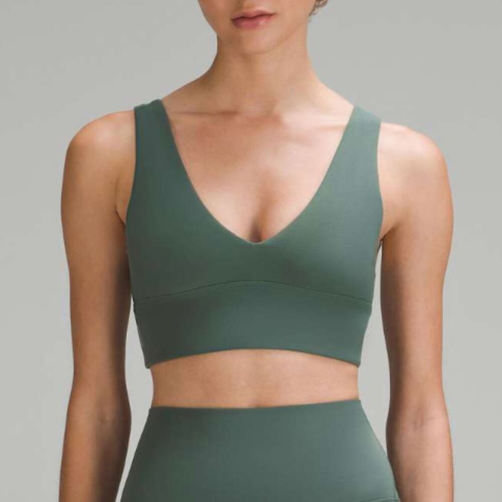 Women Lululemon Align V-Neck Bra *Light Support, A/B Cup Dark Forest Size 6